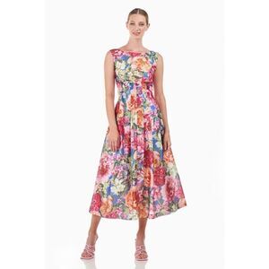 KayโUnger Harriet Tea Length Dress 6 NWT Floral Bateau Fit Flare Cocktail Sample
